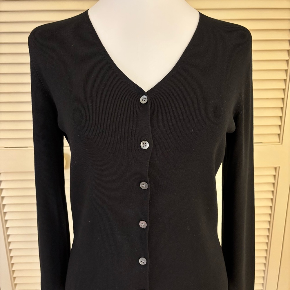 Liz Claiborne Cardigan Button Up Sweater Black Small